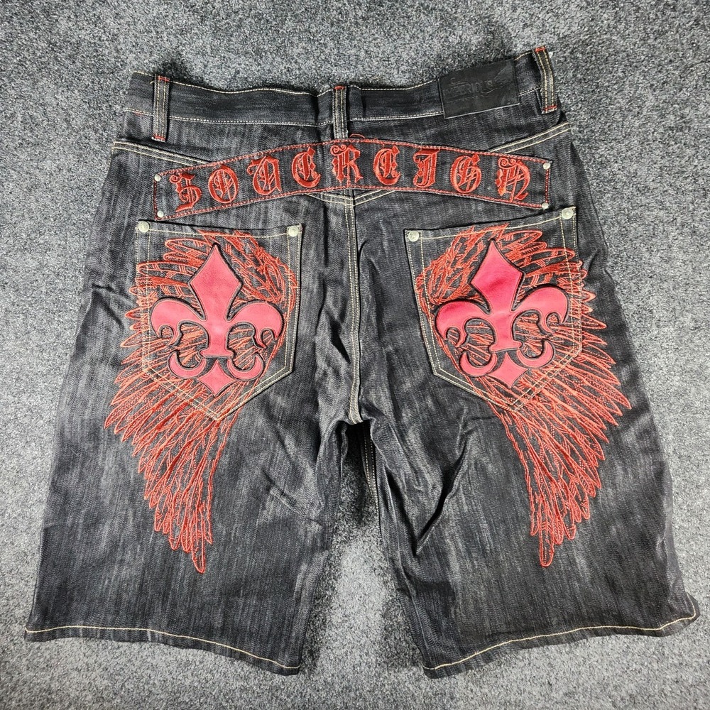 VTG Imperious Delf Jean Shorts 38 Embroidered Wings Y2K Streetwear Baggy HipHop